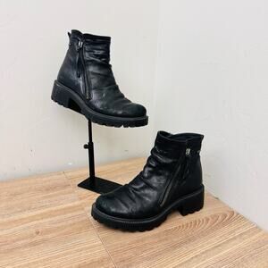 Igi&co Black Leather Zip Up Slouch Booties Women’s Size 6